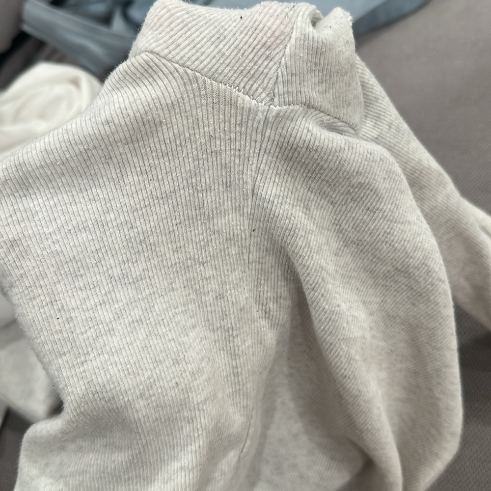TNA light grey white Fitted ribbed long sleeve crop top - Picture 5 of 6